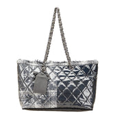 シャネル マトラッセ トートバッグ ハンドバッグ ブラック グレー ビニール ツイード レディース CHANEL 【中古】
